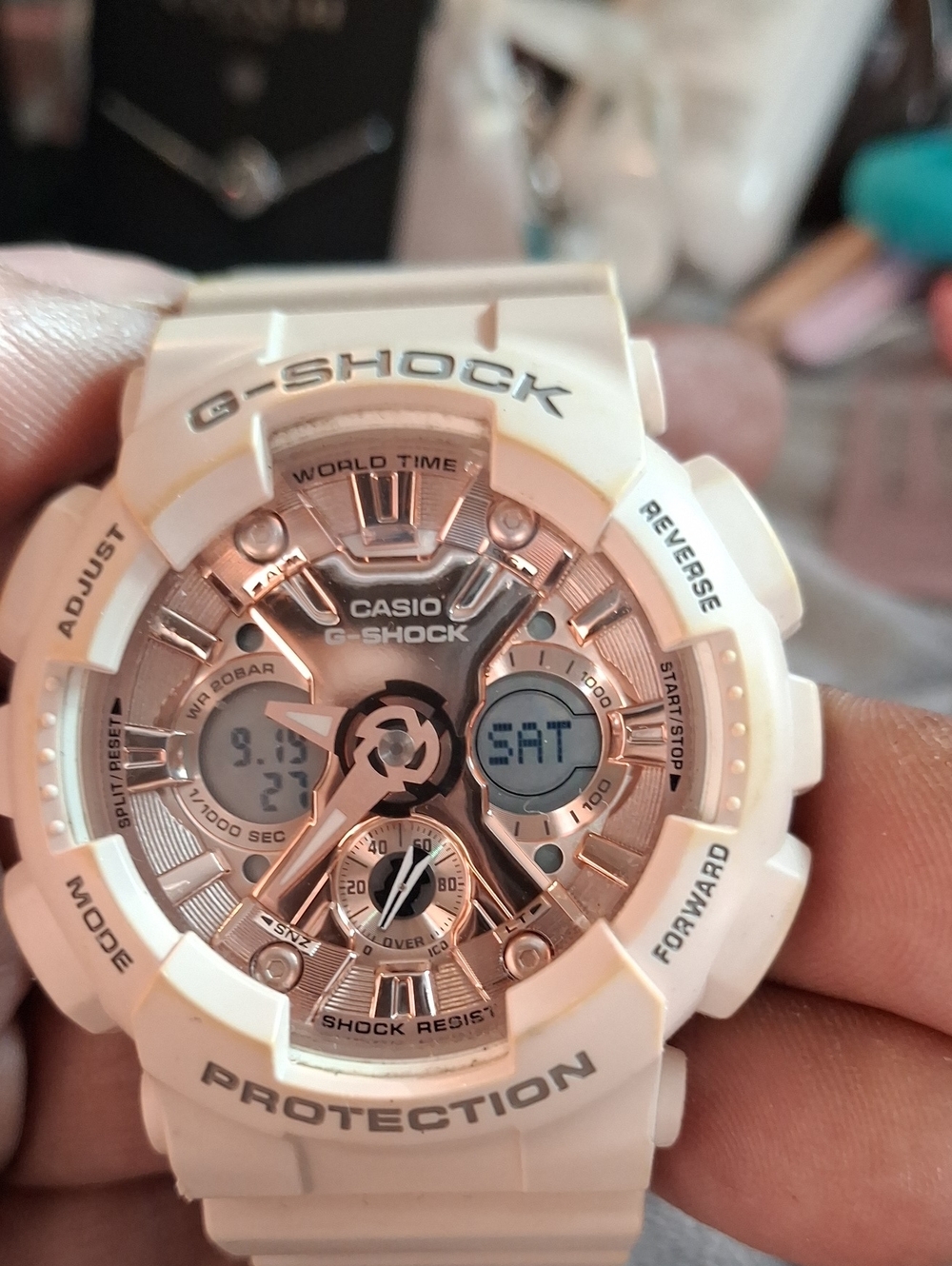 Casio G-Shock Cream  with Rose Gold Dial Analog-Digital Watch